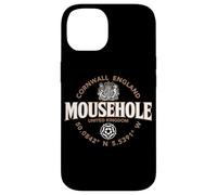Carcasa para iPhone 14 Mousehole Cornwall England Coordenadas Etiqueta 2C