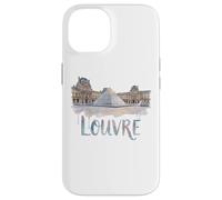 Carcasa para iPhone 14 Musée du Louvre Pirámide Acuarela Exterior París Francia