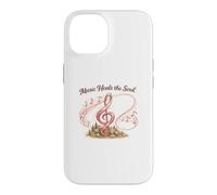 Carcasa para iPhone 14 Music Heals The Soul de Mujer con cáncer con Cinta Rosa