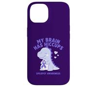 Carcasa para iPhone 14 My Brain Has Hiccup Epilepsy Awareness Dino Purple Ribbon