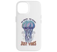Carcasa para iPhone 14 No Brain No Heart Just Vibes Medusa Océano Animal