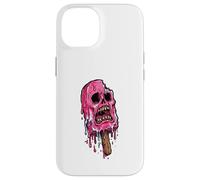 Carcasa para iPhone 14 Paleta de Calavera Rosa derretida Espeluznante Verano Halloween Espeluznante