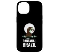 Carcasa para iPhone 14 Pantanal Brasil Nutria Gigante Atardecer Río