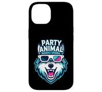 Carcasa para iPhone 14 Party Animal Wolf with 3D Glasses Funny Rave Graphic
