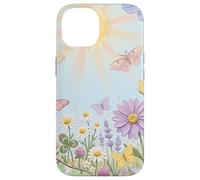 Carcasa para iPhone 14 Pastel Sun Meadow Luna Moth and Butterfly