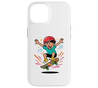 Carcasa para iPhone 14 Patineta Niño Dibujos Animados Ollie Divertido Patin