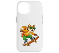 Carcasa para iPhone 14 Patineta Squirrel Riding Skateboard Skater Gráfico