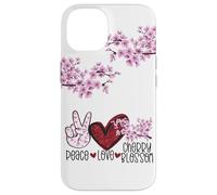 Carcasa para iPhone 14 Peace Love, Rama de Cerezo, Flor de Sakura, Floral japonés