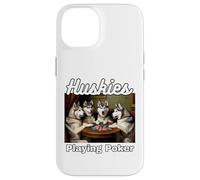 Carcasa para iPhone 14 Perros Jugando Al Poker Huskies Perro Husky Siberiano Cartas