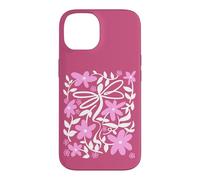 Carcasa para iPhone 14 Pink Floral Daisy Dragonfly Botanical Wildflower Vine Garden
