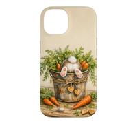 Carcasa para iPhone 14 Plantas Jardinero Botánico Floral Divertido Conejo Kawaii Zanahoria