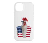 Carcasa para iPhone 14 Plus 4 de Julio patriótico Gallo Pollo Rojo Blanco Azul Bandera de Estados Unidos