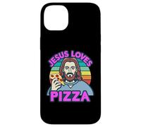 Carcasa para iPhone 14 Plus A Jesús le Encanta la Pizza, Pepperoni y Queso, Divertida Tarta neoyorquina