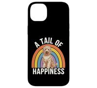 Carcasa para iPhone 14 Plus A Tail of Happiness Golden Doodle Dog Retro Rainbow