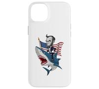 Carcasa para iPhone 14 Plus Abraham Lincoln Riding A Shark - Gráfico patriótico del 4 de Julio