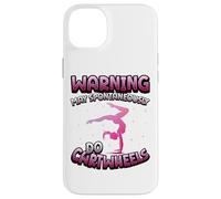 Carcasa para iPhone 14 Plus Advertencia Puede Hacer Espontáneamente Cartwheels Gimnasia Gimnasta