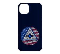 Carcasa para iPhone 14 Plus All-Seeing Eye - Bandera patriótica de Estados Unidos - Ojo y pirámide