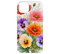 Carcasa para iPhone 14 Plus Amapolas Rojas Pensamientos Multicolores Full Bloom Formas Mania