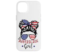 Carcasa para iPhone 14 Plus American Girls - Moño patriótico desordenado para Hija del 4 de Julio