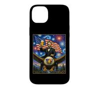 Carcasa para iPhone 14 Plus American President Lincoln on Eagle Bebiendo Cerveza y Bandera de Estados Unidos