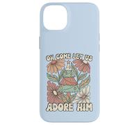 Carcasa para iPhone 14 Plus Árbol de Navidad Retro Oh Come Let Us Adore Him Floral