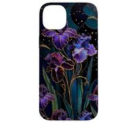 Carcasa para iPhone 14 Plus Art Nouveau Iris Gótico Floral Celeste Oscuro Botánico Arte