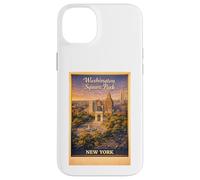 Carcasa para iPhone 14 Plus Arte Retro de Viaje aéreo de la Ciudad de Nueva York Washington Square Park