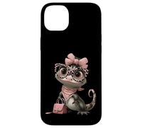 Carcasa para iPhone 14 Plus Baby Gecko Kawaii - Gafas de Leopardo Rosa con Personaje de Reptil