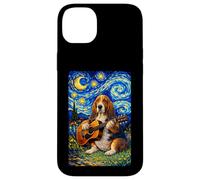 Carcasa para iPhone 14 Plus Basset Hound Playing Guitar Whimsical Art Dog Music Camping