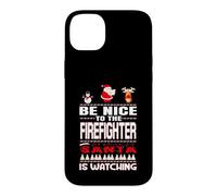 Carcasa para iPhone 14 Plus Be Nice To The Firefighter Santa Is Watching Funny Christmas