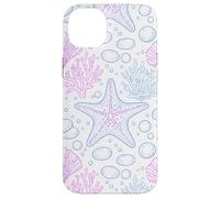 Carcasa para iPhone 14 Plus Blue Pink Starfish Shell Coral Ocean Life and Beach Pattern