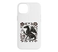 Carcasa para iPhone 14 Plus Boho Dragón Bebiendo Café Arte Popular Bestia Mítica