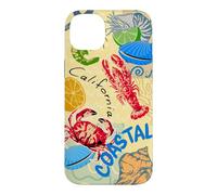 Carcasa para iPhone 14 Plus California Coastal Seafood Collage Retro Beach Food Art