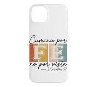 Carcasa para iPhone 14 Plus Camina por Fe Christian Español Fe Escritura Biblia Versículo