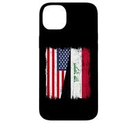 Carcasa para iPhone 14 Plus Camiseta iraquí Americana con Media Bandera de Estados Unidos