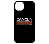 Carcasa para iPhone 14 Plus Cancún México Retro Rayas Vintage Beach Travel Design