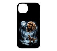 Carcasa para iPhone 14 Plus Cocker Spaniel Inglés Howling to The Moon Retro 90's Dog