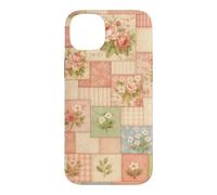 Carcasa para iPhone 14 Plus Colcha Rubor Vintage Rosa Floral Patchwork peonía Flores