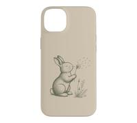 Carcasa para iPhone 14 Plus Conejo Amantes Soplando Diente De León Naturaleza Cottagecore Gráfico