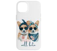 Carcasa para iPhone 14 Plus Corgi Dogs Sweet Will Bite Savage, descarado y Lindo Humor