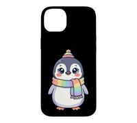 Carcasa para iPhone 14 Plus Cute Kawaii Penguin Rainbow Beanie Scarf Winter