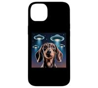 Carcasa para iPhone 14 Plus Dachshund Dog Alien UFO Dachshund Decoración Niños Divertido Dachshund