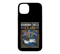Carcasa para iPhone 14 Plus Diamond Circle Islandia Cascadas Ruta Escénica Vintage