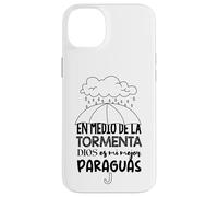 Carcasa para iPhone 14 Plus Dios es mi Paraguas en Medio de la tormenta