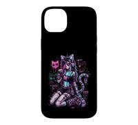 Carcasa para iPhone 14 Plus Diseño de Anime Cyber Goth Girl Skeleton Glitch al Estilo Y2K