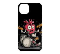 Carcasa para iPhone 14 Plus Disfraz de corazón oscilante y latiendo para Amantes de los Tambores