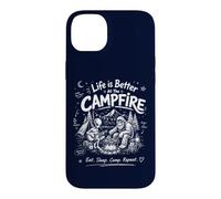 Carcasa para iPhone 14 Plus Divertida fogata Vintage de Bigfoot Alien para Acampar con Forma de Sasquatch