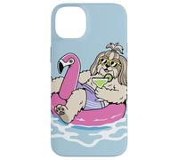 Carcasa para iPhone 14 Plus Divertido Flotador de Piscina Shih Tzu Flamingo Summer Party Vibes