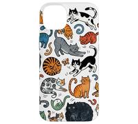 Carcasa para iPhone 14 Plus Divertido Gato Doodle Patrón Colorido Amante De Las Mascotas