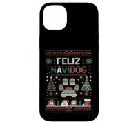 Carcasa para iPhone 14 Plus Divertido Juego de Palabras para dueño de Perro de Navidad - Feliz Navidog Ugly Christmas
